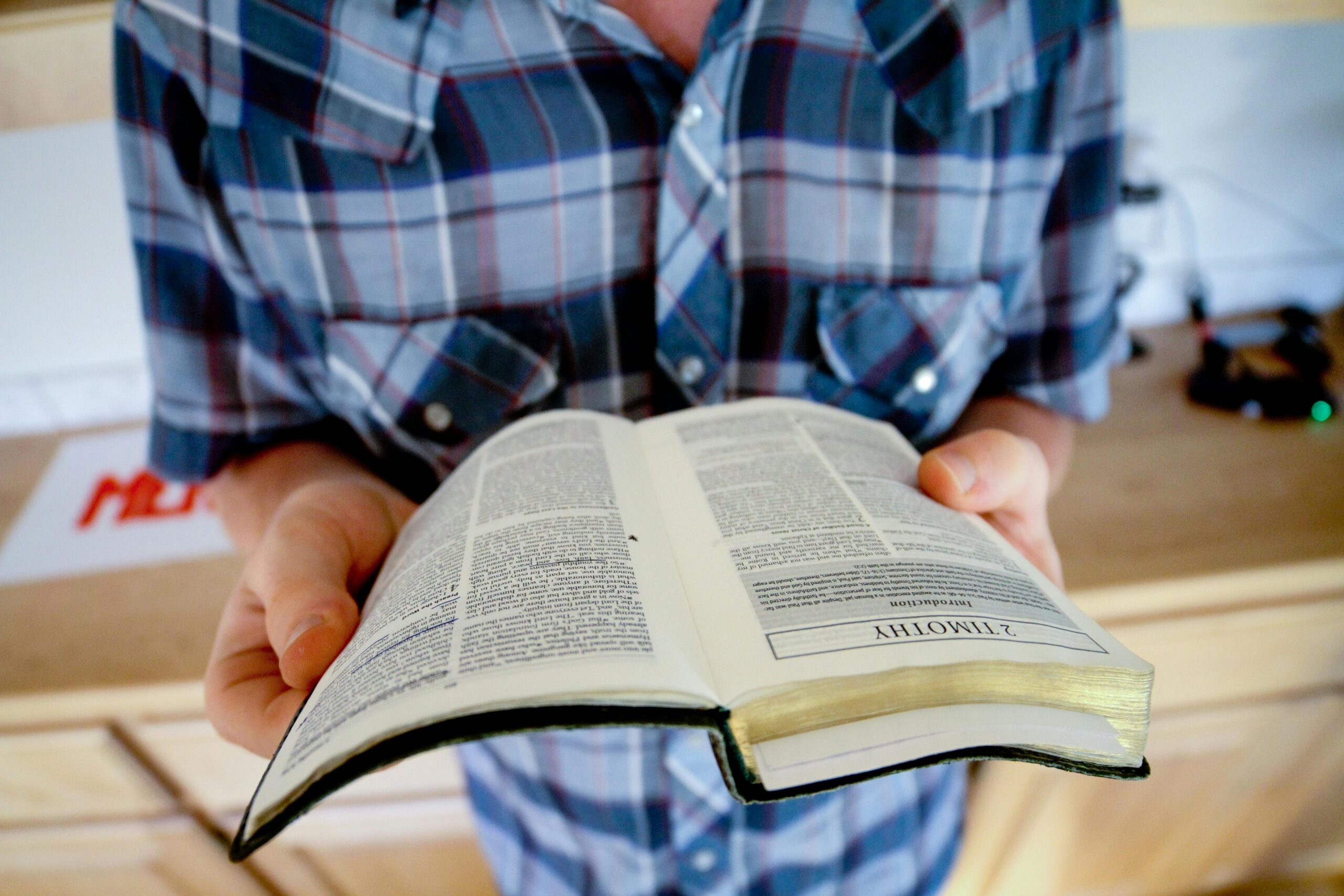 man holding the bible